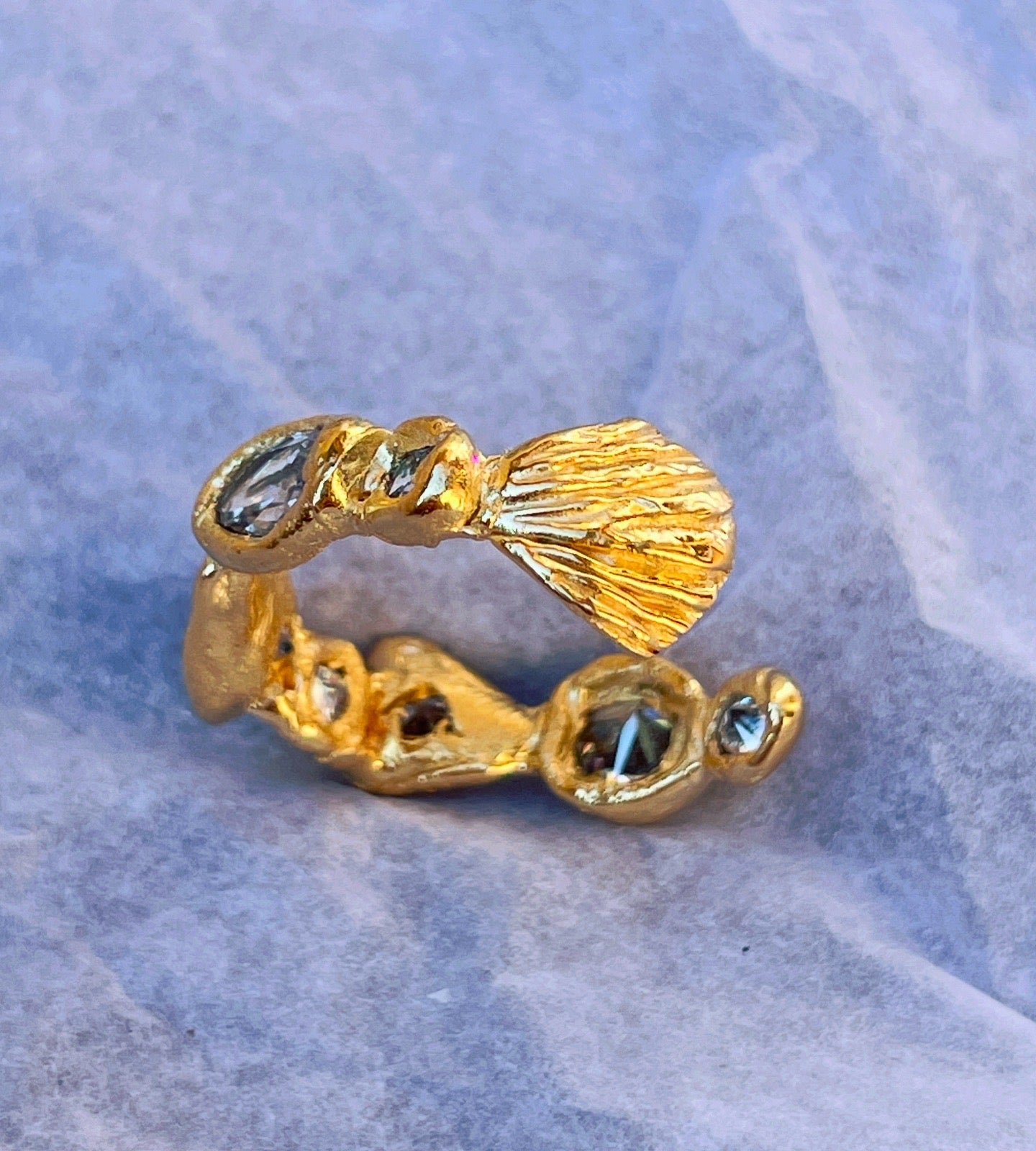 Encrusted Open Shell and Oyster Ring