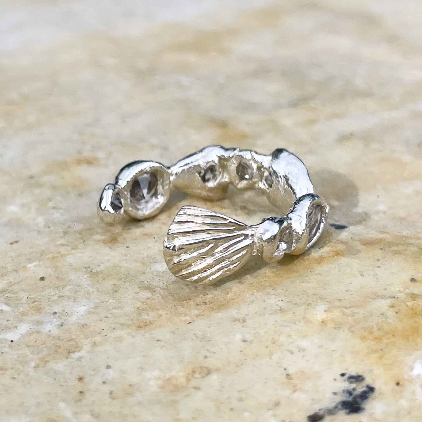Encrusted Open Shell and Oyster Ring