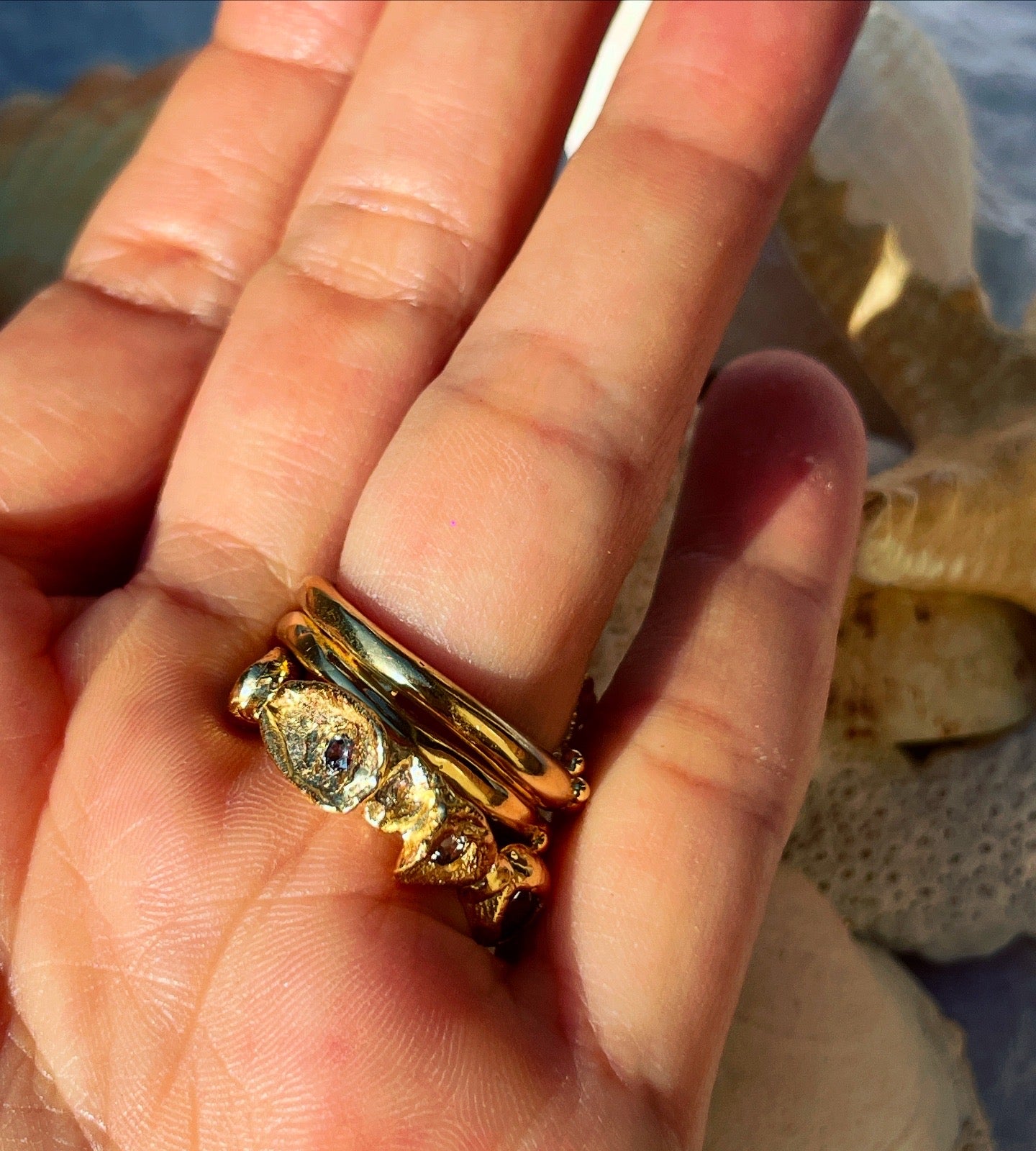 Encrusted Open Shell and Oyster Ring
