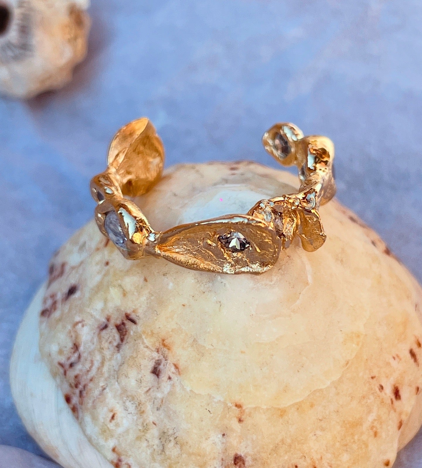 Encrusted Open Shell and Oyster Ring