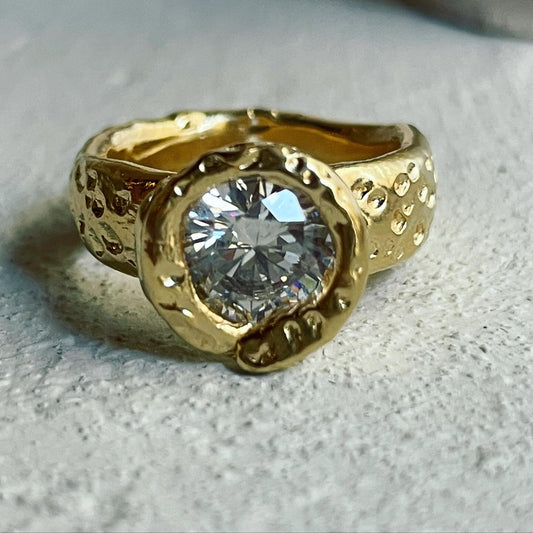Bright Sirius on Beach solitaire ring