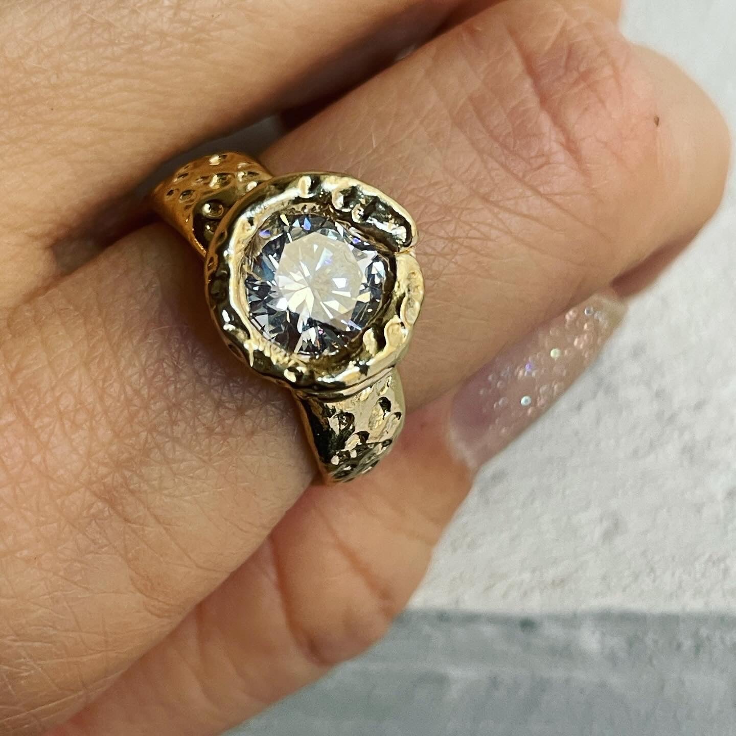 Bright Sirius on Beach solitaire ring