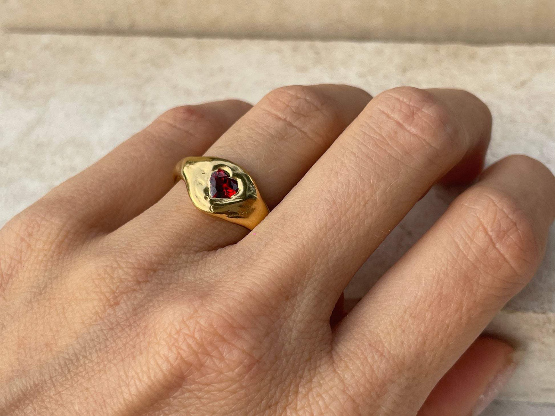 tiny heart signet ring louën jewelry