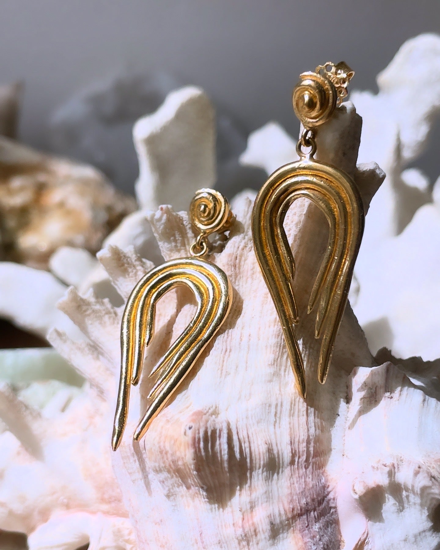 Seaweed & Ocean Snail Dangle Earrings