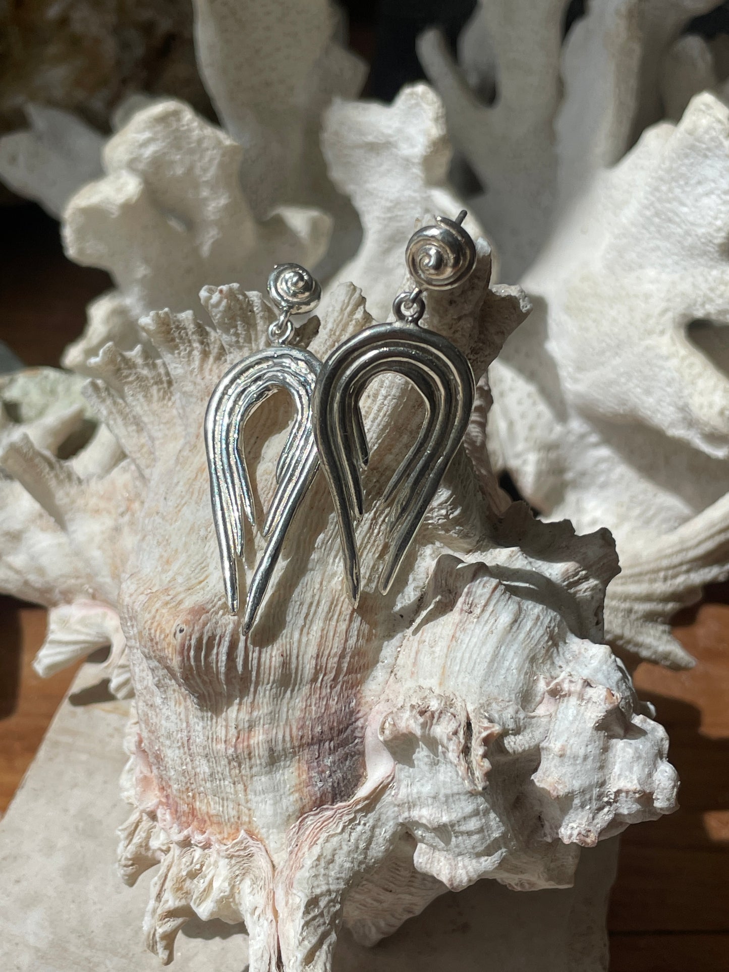 Seaweed & Ocean Snail Dangle Earrings