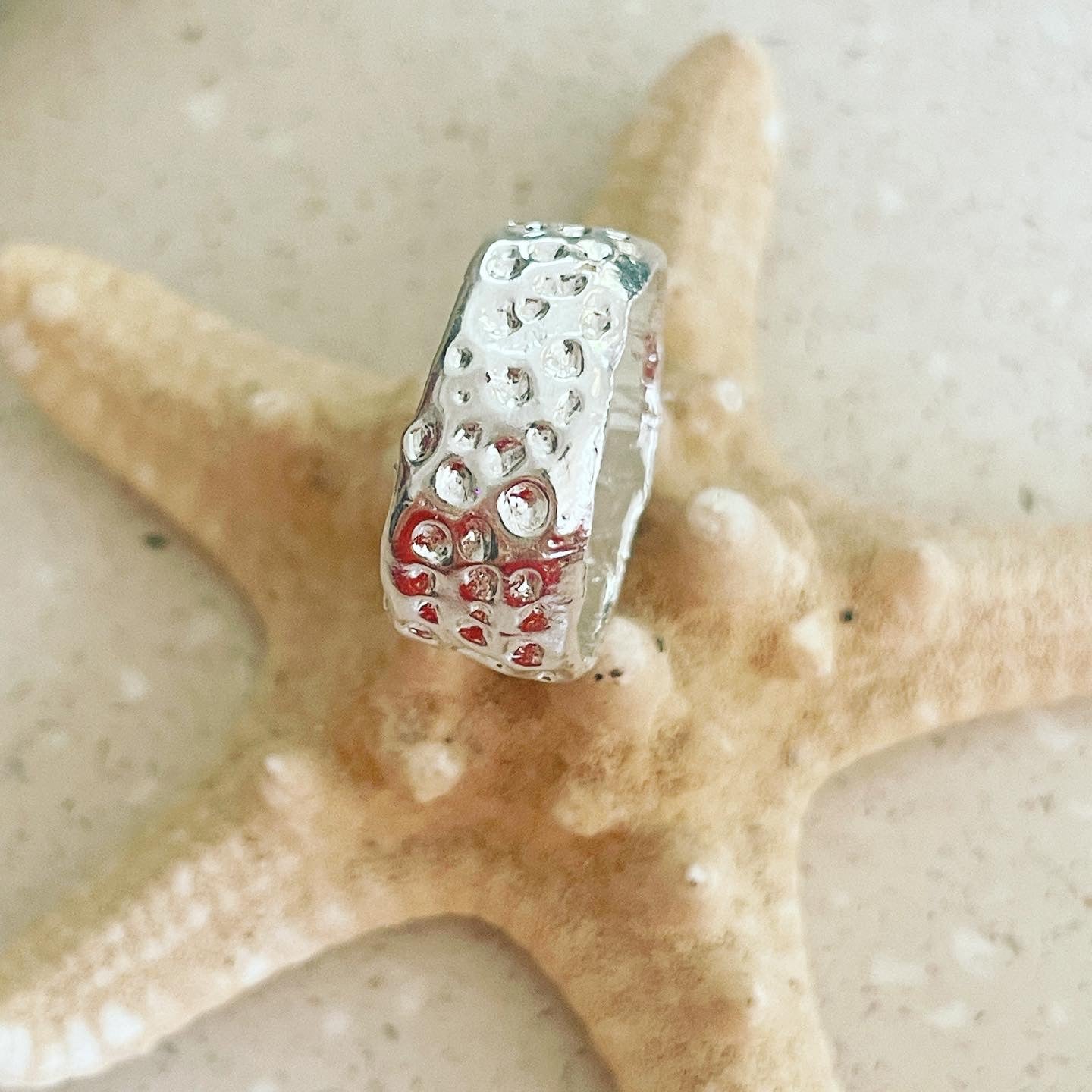 Rain on Beach Wide Band Ring