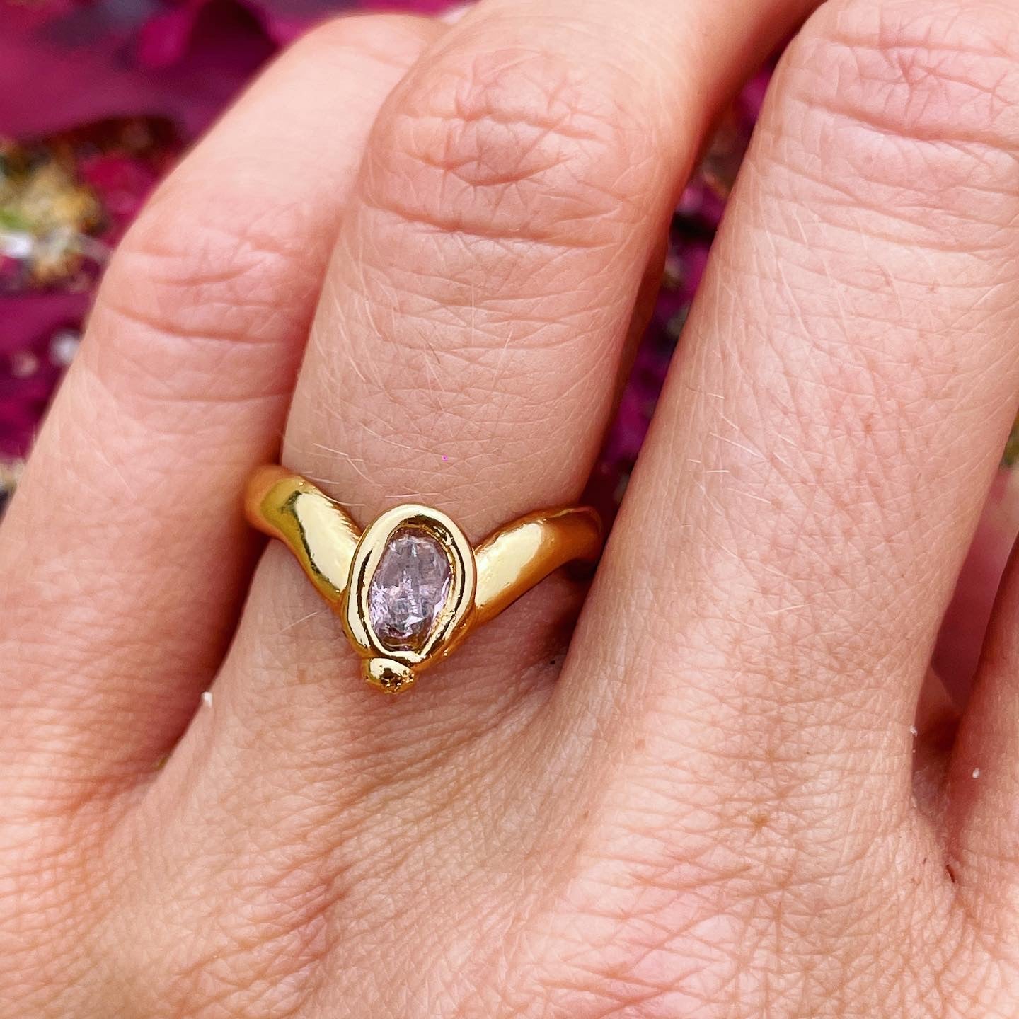 Oval Galaxy Pink Stacking Ring