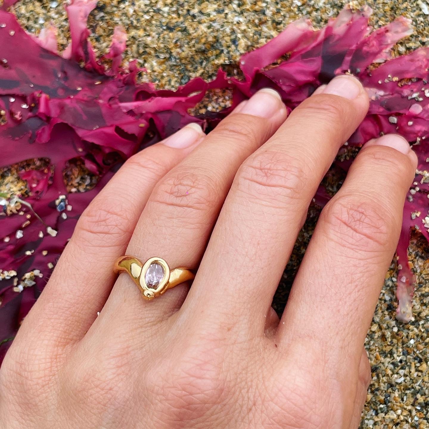 Oval Galaxy Pink Stacking Ring