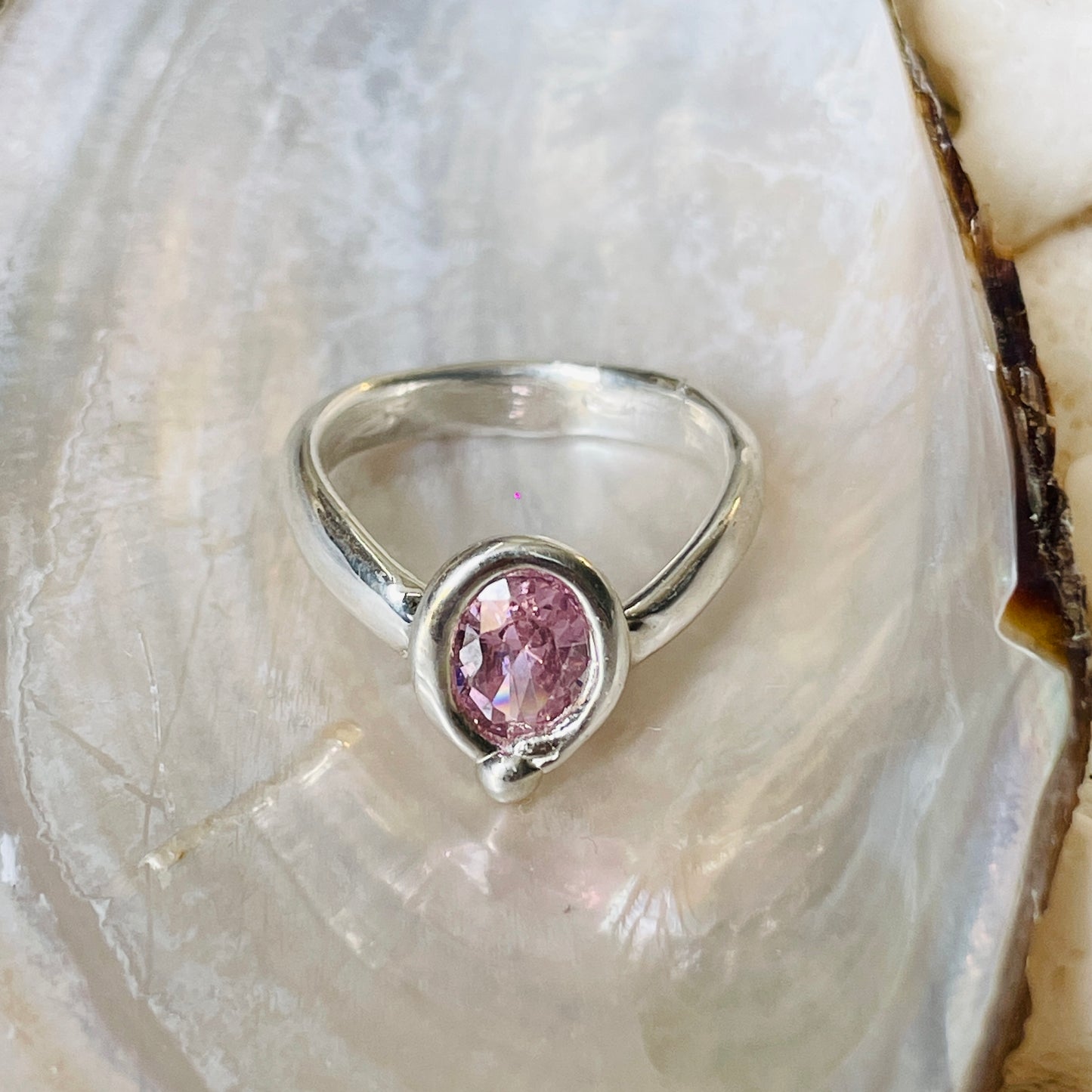 Oval Galaxy Pink Stacking Ring