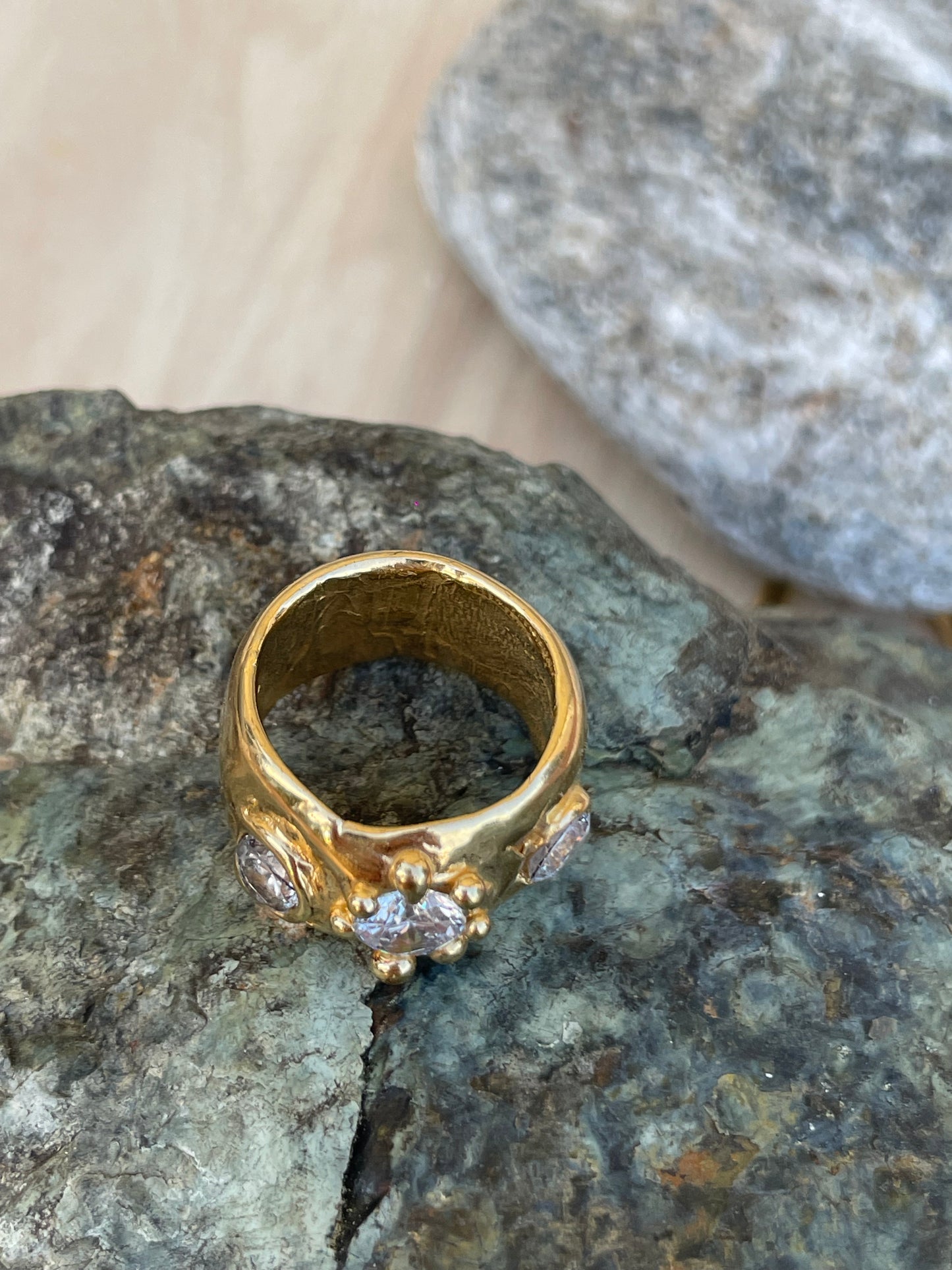 3 Stars on Beach broad band ring