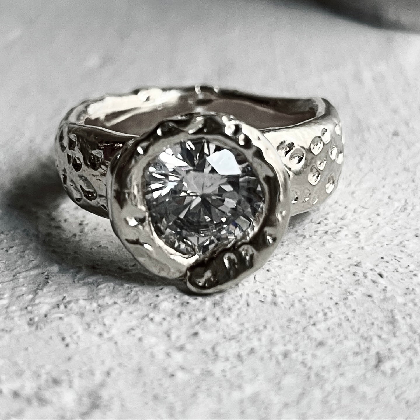 Bright Sirius on Beach solitaire ring