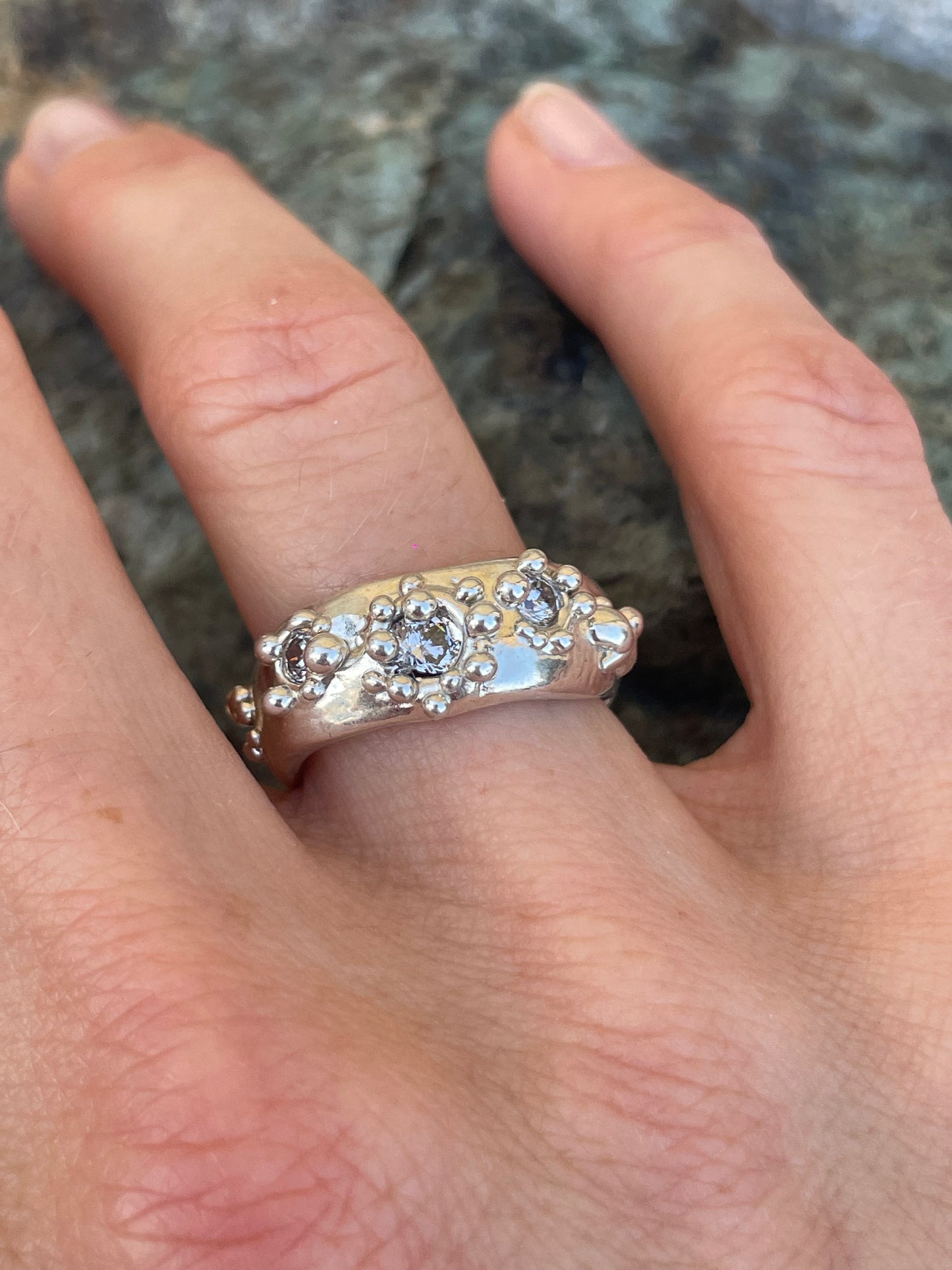3 Stars on Beach broad band ring