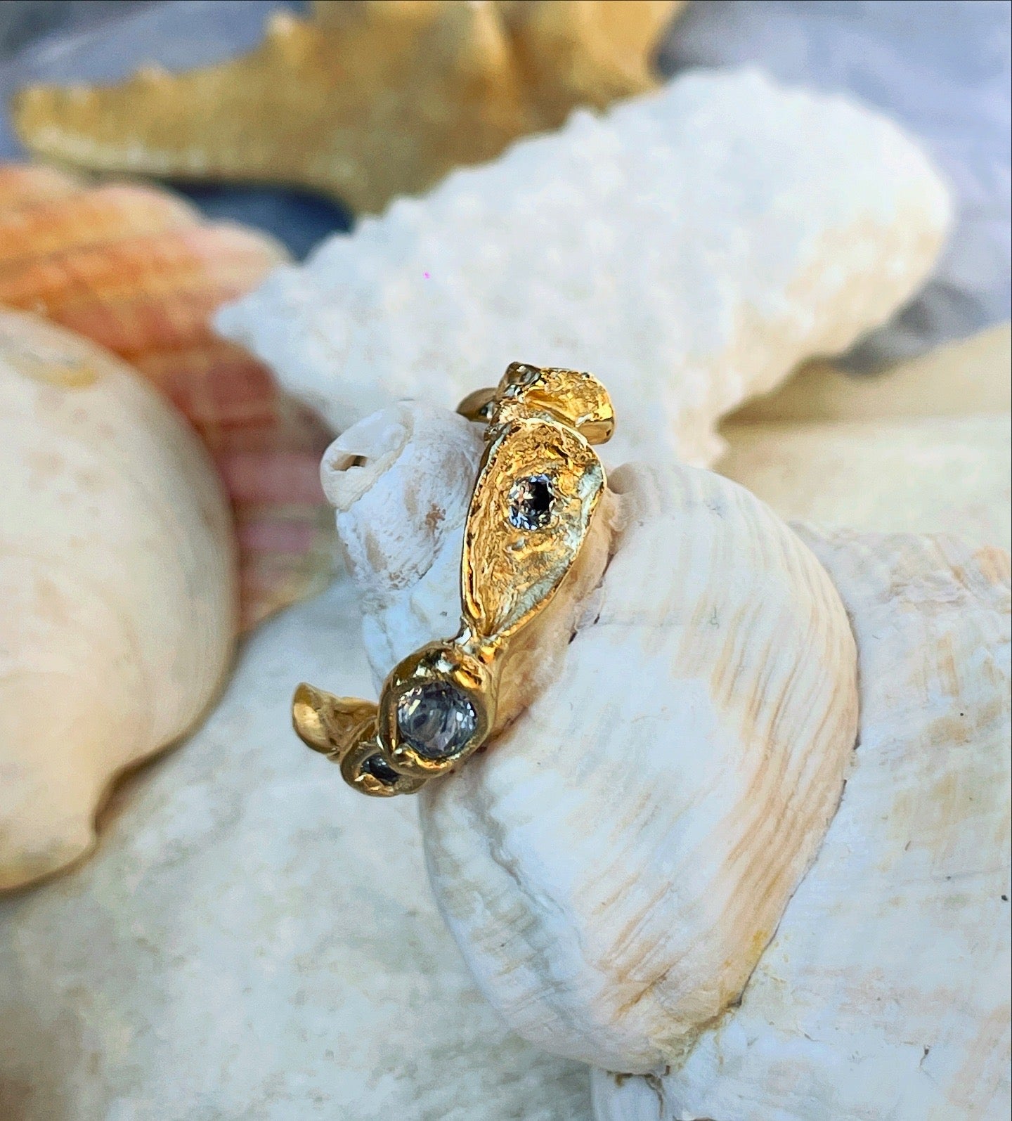 Encrusted Open Shell and Oyster Ring