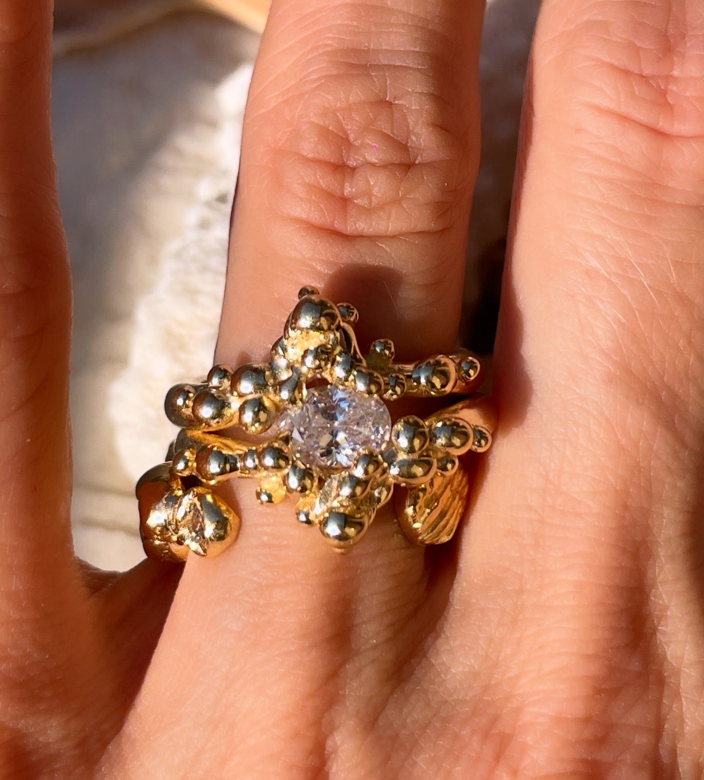 Encrusted Open Shell and Oyster Ring